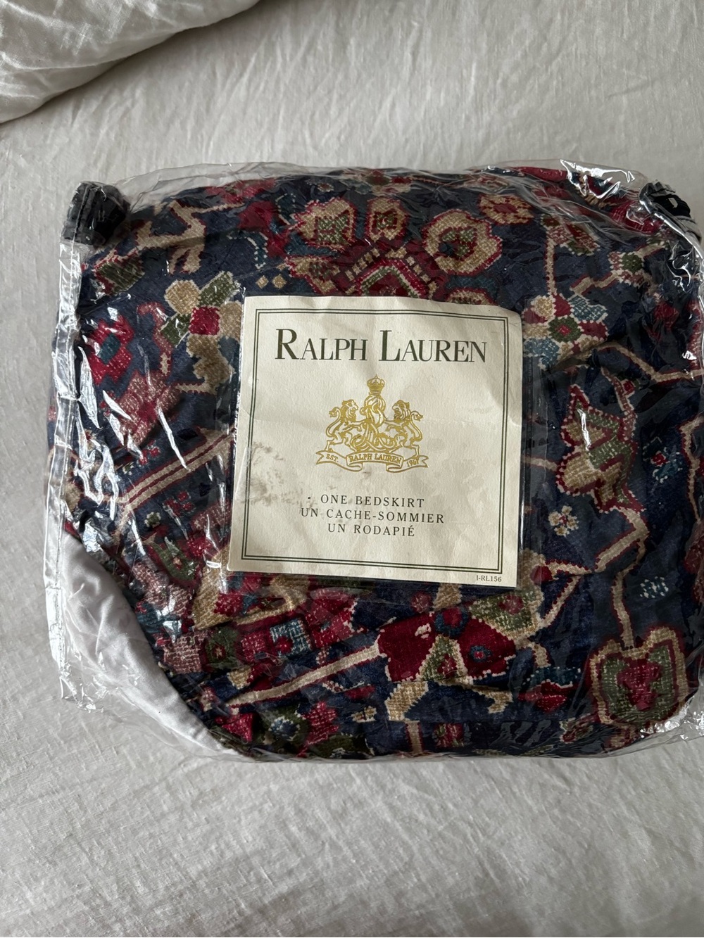 Ralph Lauren Vintage Orienta Navy King Bedskirt